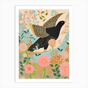 Maximalist Bird Painting Blackbird 4 Art Print