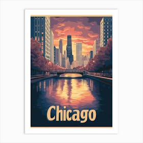 Aihrgdesign A Mid Century Modern Travel Poster For Chicago 1 Art Print