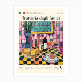 Trattoria Degli Amici Trattoria Italian Poster Food Kitchen Art Print