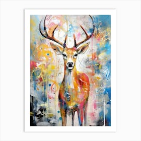 Deer Abstract Expressionism 3 Art Print