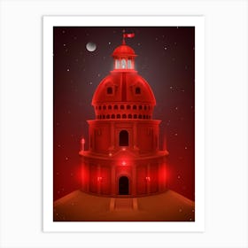 Red Castle In The Night Art Print