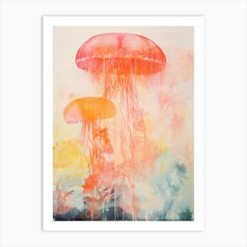 Jelly Fish Risograph Inspired 1 Art Print