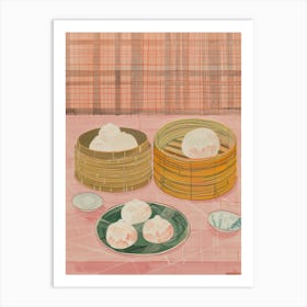 Pink Breakfast Food Dim Sum 1 Art Print