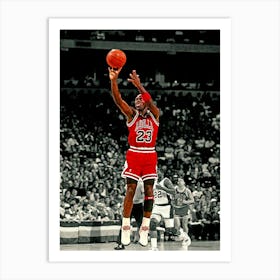 Michael Jordan Of The Chicago Bulls In Action During A Game Against The Milwaukee Bucks Art Print