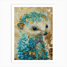 Baby Hedgehog Gold Effect Collage 2 Art Print