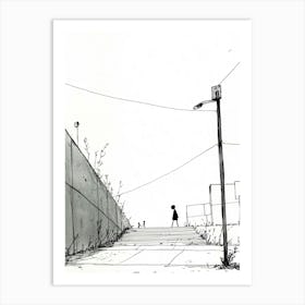 Girl Walking Down The Street Art Print