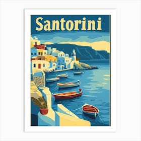 Aihrgdesign A Retro Travel Poster For Santorini Featuring A C F0a0142c 5c80 4c18 B4c1 70b753e94b60 3 Art Print