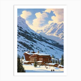 Courchevel, France Ski Resort Vintage Landscape 1 Skiing Poster Art Print