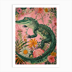 Floral Animal Painting Alligator 2 Art Print