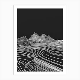 Pen Y Fan Mountain Line Drawing 4 Art Print