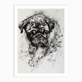 Pug Dog Line Sketch 1 Art Print