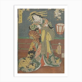 Center Panel Of Vertical Ōban Triptych Art Print