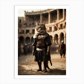 Cat In Armor Art Print