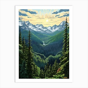 North Cascades National Park Retro Pop Art 10 Art Print