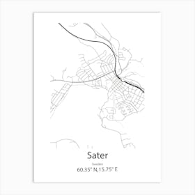 Sater,Sweden Minimalist Map Art Print