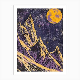 Moon And Mountains 5 Art Print