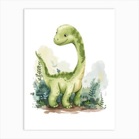 Watercolour Of A Edmontosaurus Dinosaur 4 Art Print