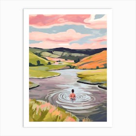 Wild Swimming At Malham Tarn Yorkshire 2 Art Print