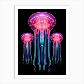 Moon Jellyfish Neon Illustration 6 Art Print
