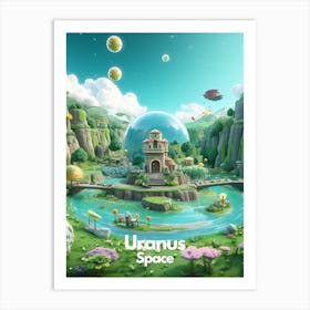 Uranus Travel Poster Bubble Planet Art Print