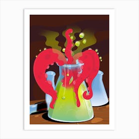 Funny Science experiment monster Art Print