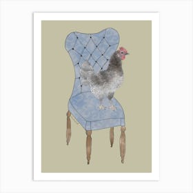 Miss Hen Chicken On A Chair Art Print