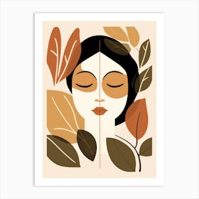 Woman'S Face With Leaves Art Print