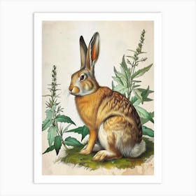 Flemish Giant Blockprint Rabbit Illustration 6 Art Print