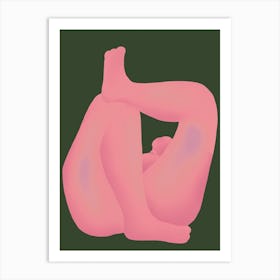 Pink nude lying on the floor Art Print