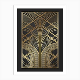 Art Deco Pattern 2 Black and Gold 1 Art Print