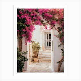 Pink Bougainvillea in Greek island Art Print