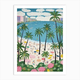 Waikiki Beach, Honolulu, Hawaii, Matisse And Rousseau Style 3 Art Print