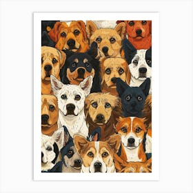 Perfectly Repeatable Artwork With Cute Dog Faces 27 Art Print