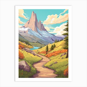 Torres Del Paine Circuit Chile 3 Hike Illustration Art Print