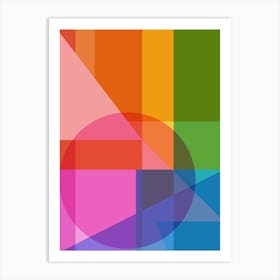 Bright Modern Geometric Rainbow Shapes Art Print