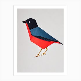 European Robin Origami Bird Art Print