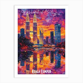 Kuala Lumpur Skyline, abstract cubism vibrant Poster Art Print