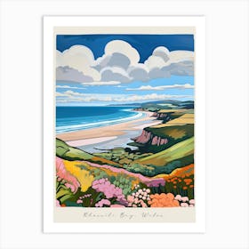 Poster Of Rhossili Bay, Gower Peninsula, Wales, Matisse And Rousseau Style 3 Art Print