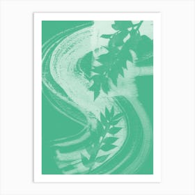 Abstract Leaves Mint Green Art Print