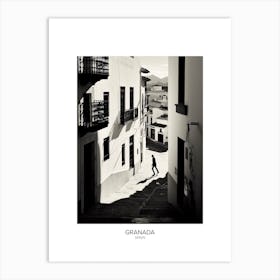 Poster Of Granada, Spain, Black And White Analogue Photography 2 Art Print