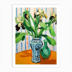 Flowers In A Vase Still Life Painting Iris 4 Art Print