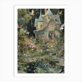 Monet Pond Fairies Scrapbook Collage 3 Art Print