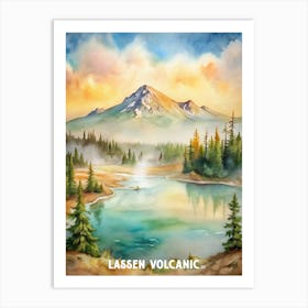 Lassen Volcanic National Park watercolor painting. Art Print