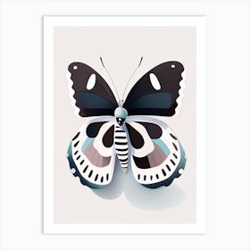White Admiral Butterfly Scandi Cartoon Art Print