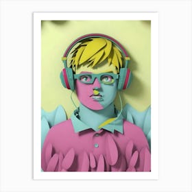 Boy With Headphones 2 Art Print
