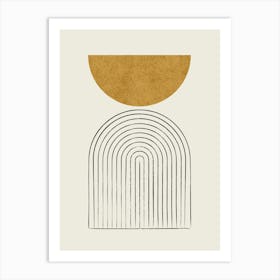 Arch Balance Mid-century Modern - Abstract Modern Minimalist Gold Art Print