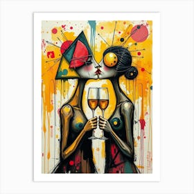 Female Wine Lovers Mixed Media Pt. 2 Art Print