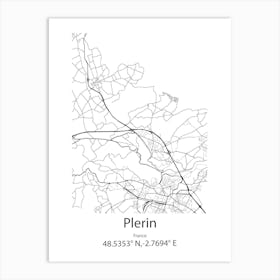 Plerin,France Minimalist Map Art Print