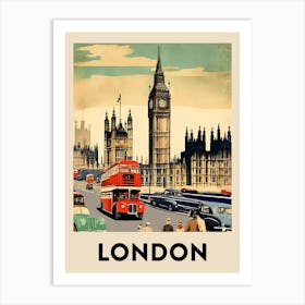 London Retro Travel Poster 1 Art Print