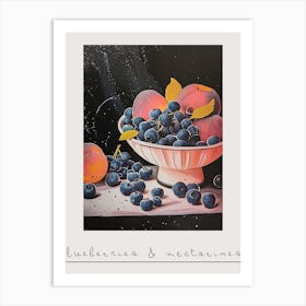 Art Deco Blueberries & Nectarines Poster Art Print